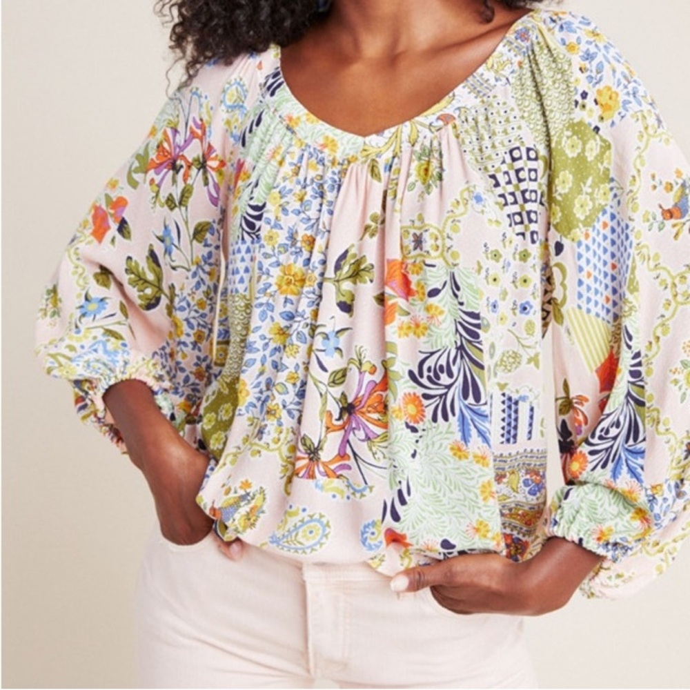 Maeve by Anthropologie Boswell blouse pink floral size 0